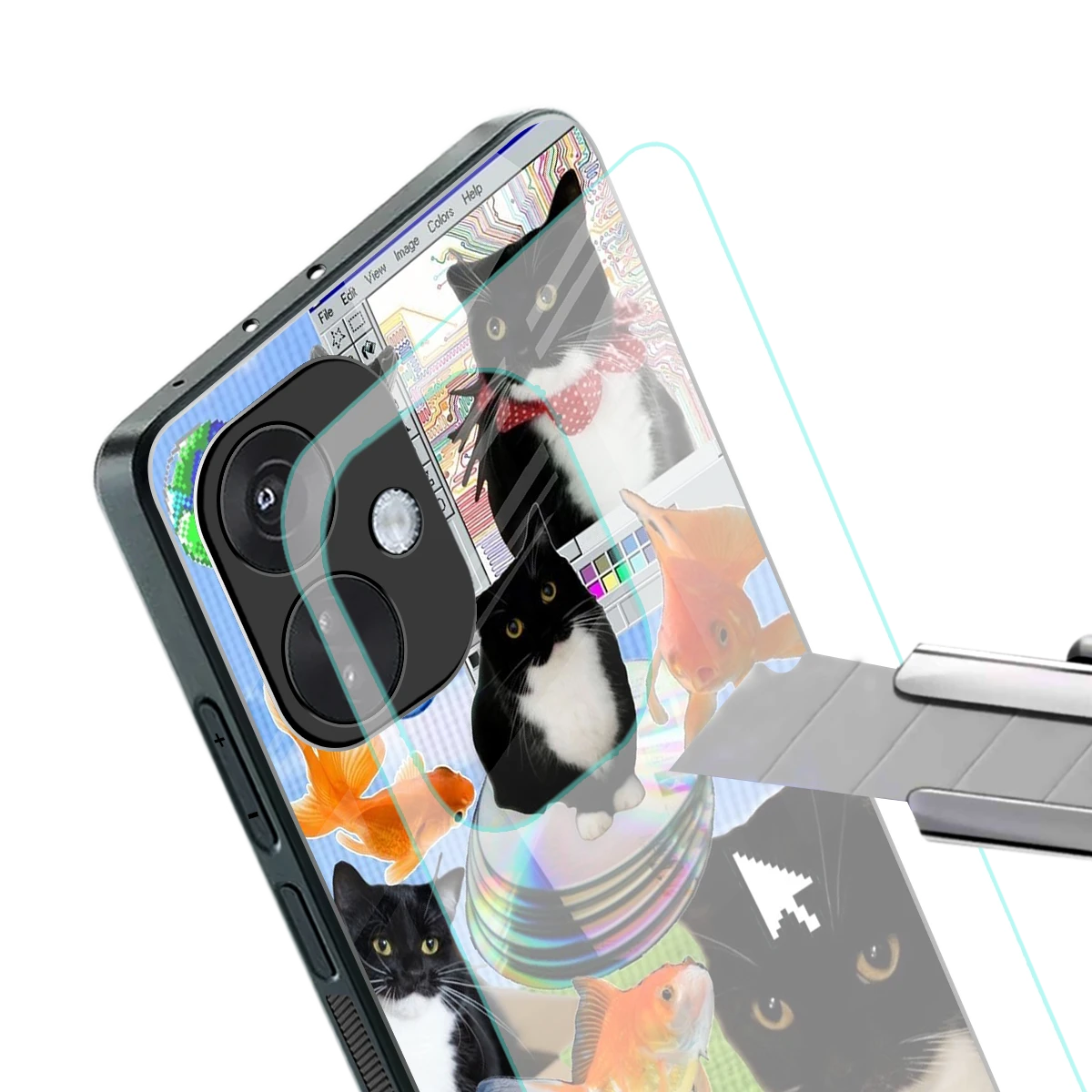 Techno Kitties stylish phone case for oneplus nord ce 3 | glossy glass and slim fit