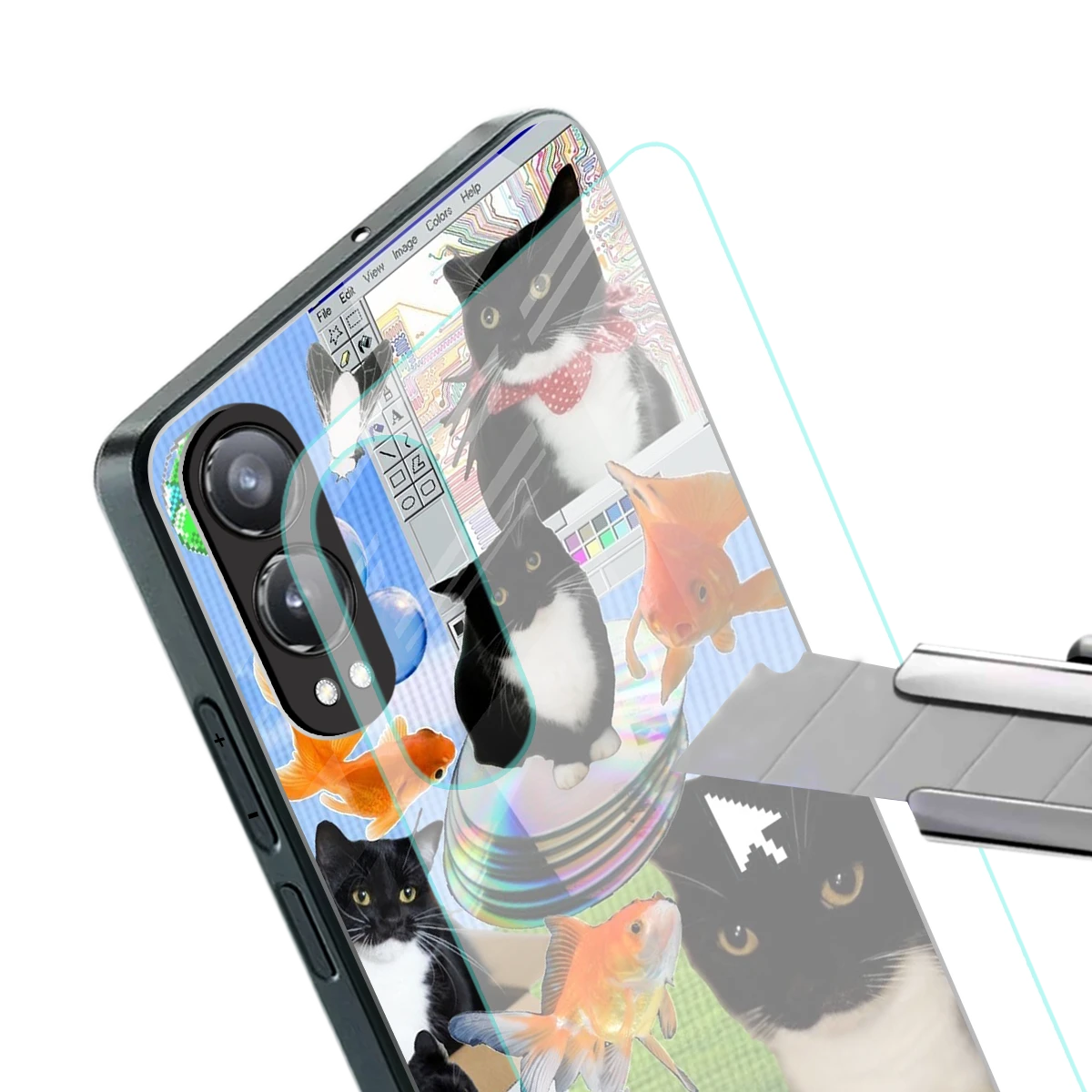 Techno Kitties stylish phone case for oneplus nord ce 4 lite | glossy glass and slim fit