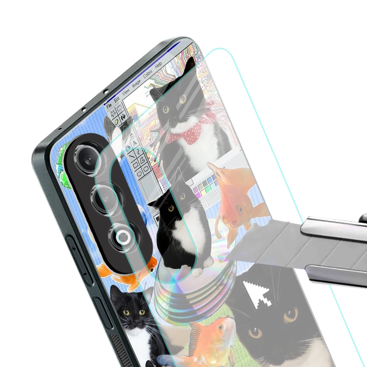 Techno Kitties stylish phone case for oneplus nord ce 4 | glossy glass and slim fit