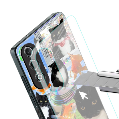 Techno Kitties stylish phone case for oneplus nord ce 4 | glossy glass and slim fit