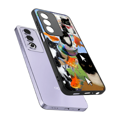 Techno Kitties sleek oppo a3 pro cover with tempered glass back and TPU edges