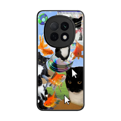 Techno Kitties back phone cover | glass case for oppo f29 pro 5g