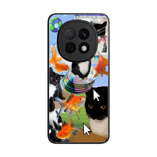 Techno Kitties back phone cover | glass case for oppo f29 pro 5g