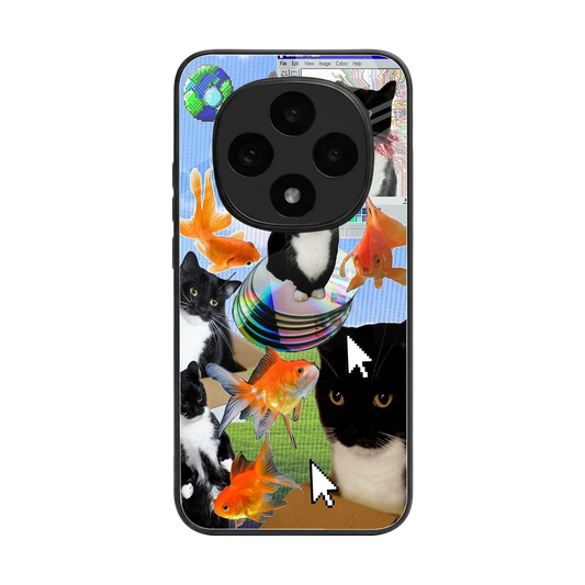 Techno Kitties back phone cover | glass case for oppo f31 pro 5g