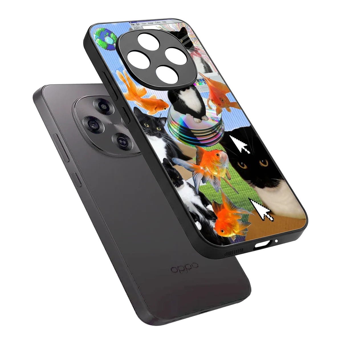 Techno Kitties sleek oppo f31 pro 5g cover with tempered glass back and TPU edges