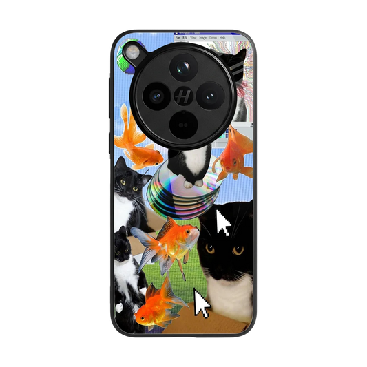Techno Kitties back phone cover | glass case for oppo find x8