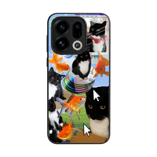 Techno Kitties back phone cover | glass case for oppo find x9