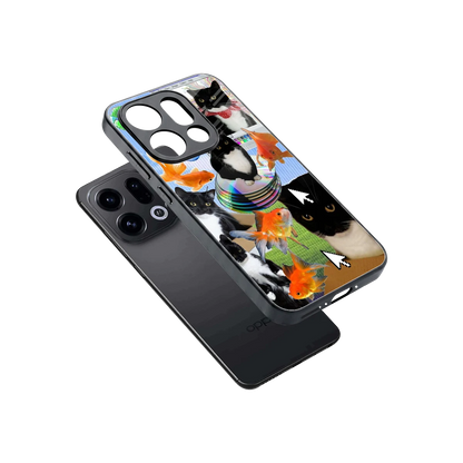 Techno Kitties sleek oppo find x9 cover with tempered glass back and TPU edges