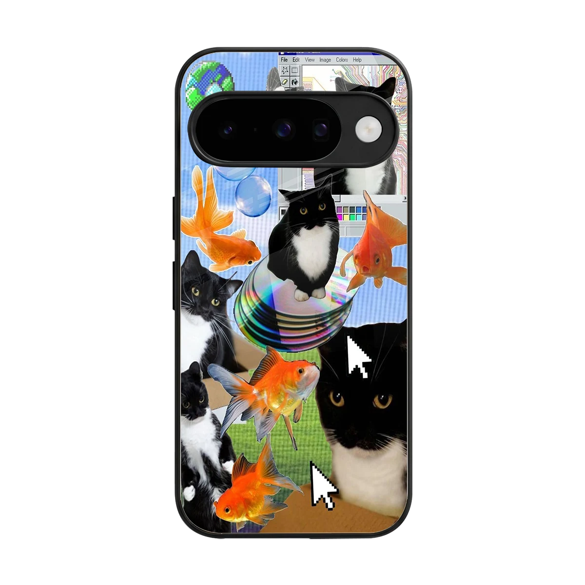Techno Kitties back phone cover | glass case for google pixel 10