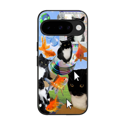 Techno Kitties back phone cover | glass case for google pixel 10