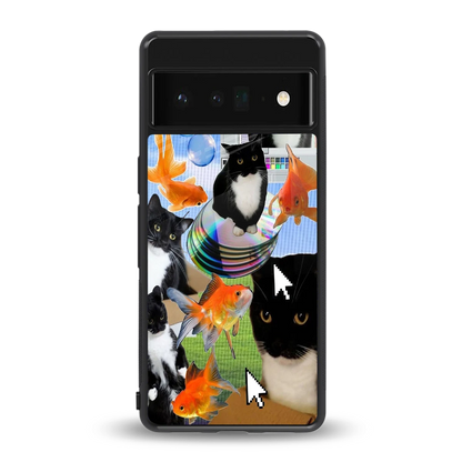 Techno Kitties back phone cover | glass case for google pixel 6 pro