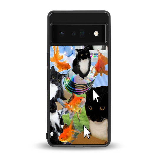 Techno Kitties back phone cover | glass case for google pixel 6 pro