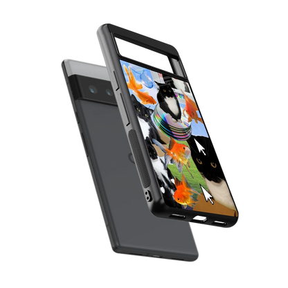 Techno Kitties sleek google pixel 6 pro cover with tempered glass back and TPU edges