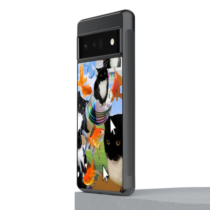 Techno Kitties stylish phone case for google pixel 6 pro | glossy glass and slim fit