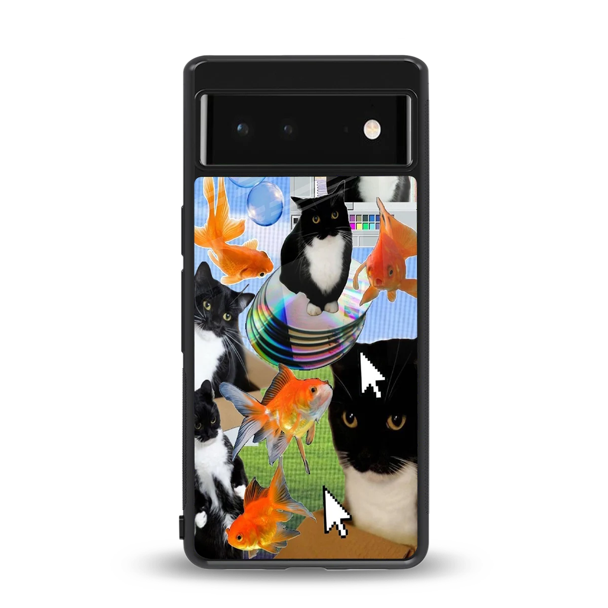 Techno Kitties back phone cover | glass case for google pixel 6a