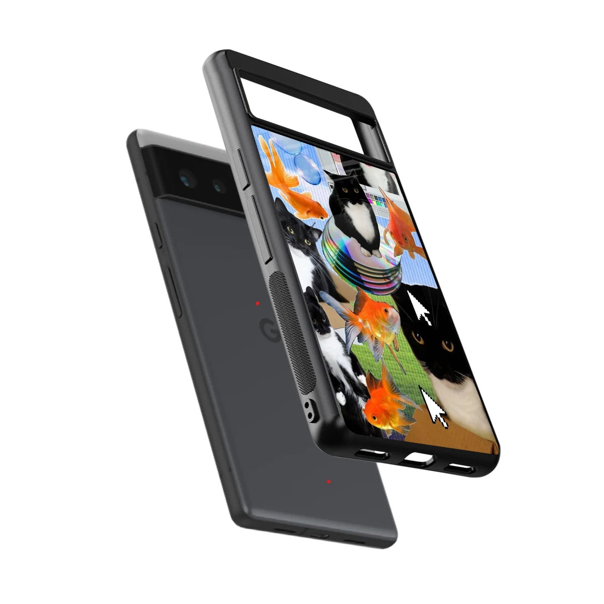 Techno Kitties sleek google pixel 6 cover with tempered glass back and TPU edges
