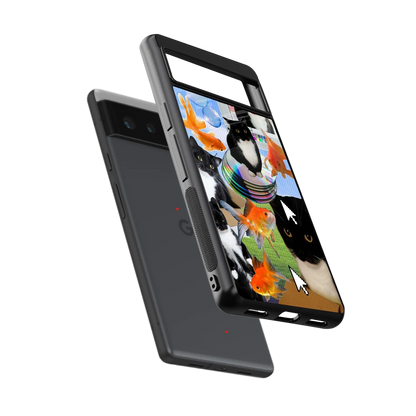 Techno Kitties sleek google pixel 6 cover with tempered glass back and TPU edges