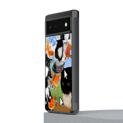 Techno Kitties stylish phone case for google pixel 6 | glossy glass and slim fit