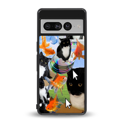 Techno Kitties back phone cover | glass case for google pixel 7 pro