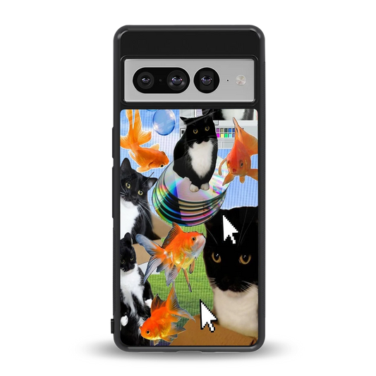 Techno Kitties back phone cover | glass case for google pixel 7 pro