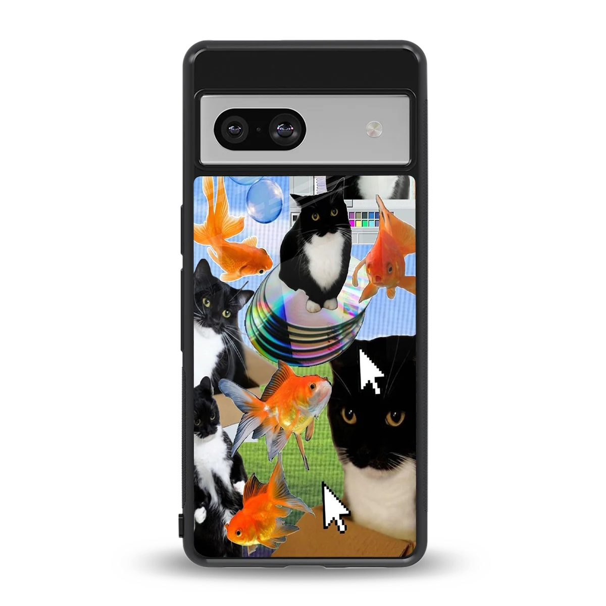 Techno Kitties back phone cover | glass case for google pixel 7a