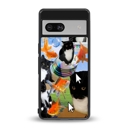 Techno Kitties back phone cover | glass case for google pixel 7
