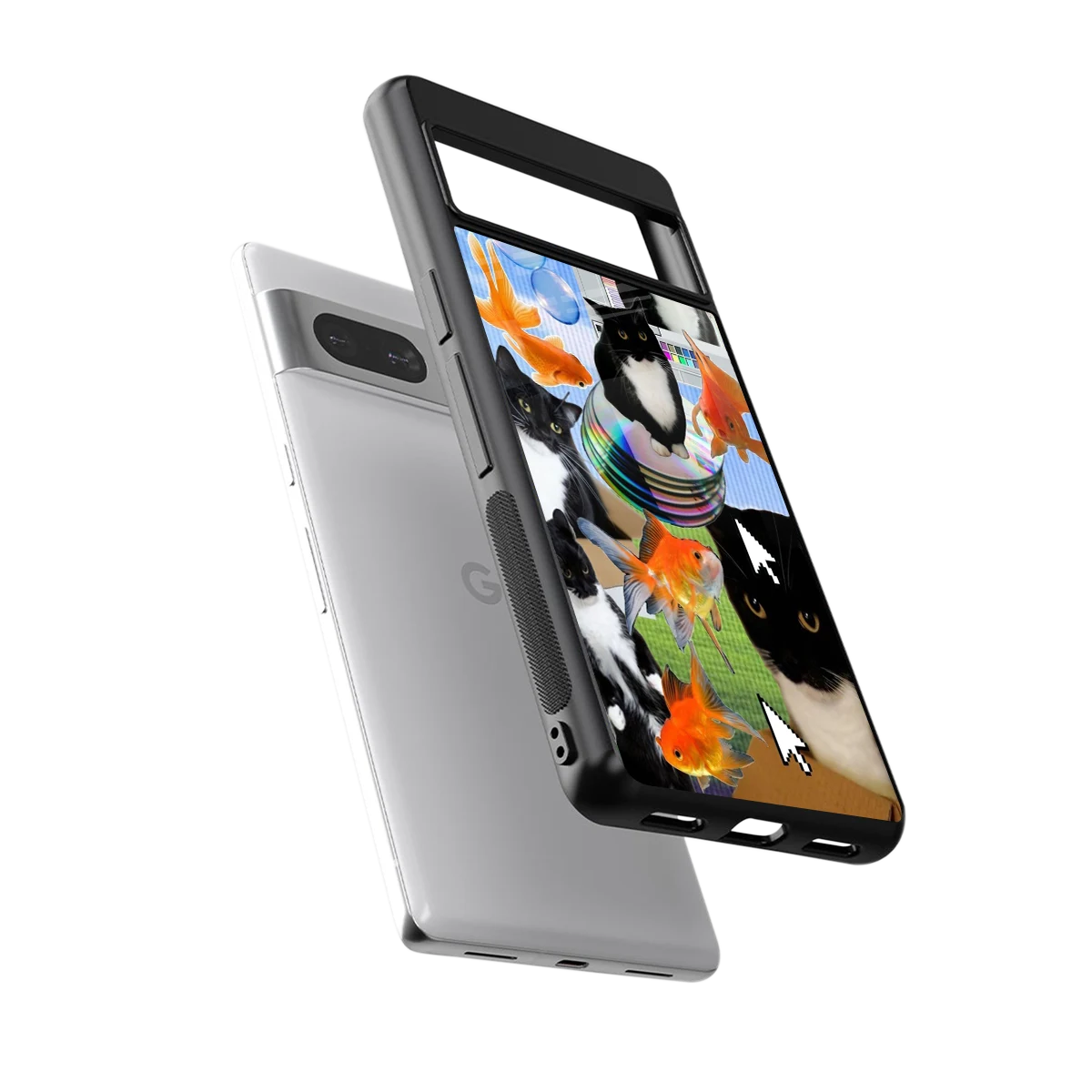 Techno Kitties sleek google pixel 7 cover with tempered glass back and TPU edges