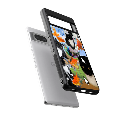 Techno Kitties sleek google pixel 7 cover with tempered glass back and TPU edges