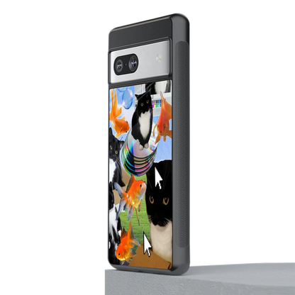 Techno Kitties stylish phone case for google pixel 7 | glossy glass and slim fit