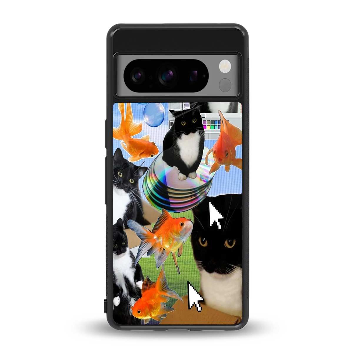Techno Kitties back phone cover | glass case for google pixel 8 pro