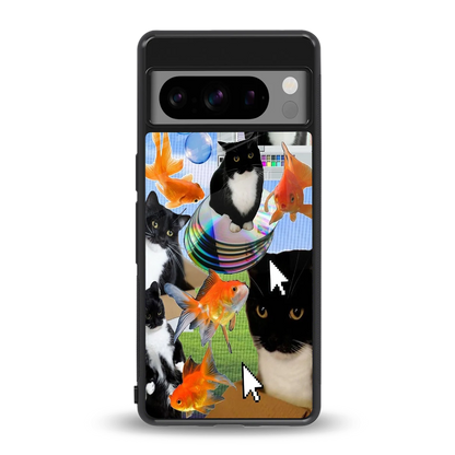 Techno Kitties back phone cover | glass case for google pixel 8 pro