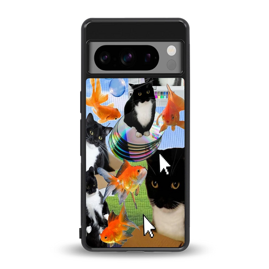 Techno Kitties back phone cover | glass case for google pixel 8 pro