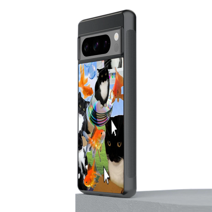 Techno Kitties stylish phone case for google pixel 8 pro | glossy glass and slim fit