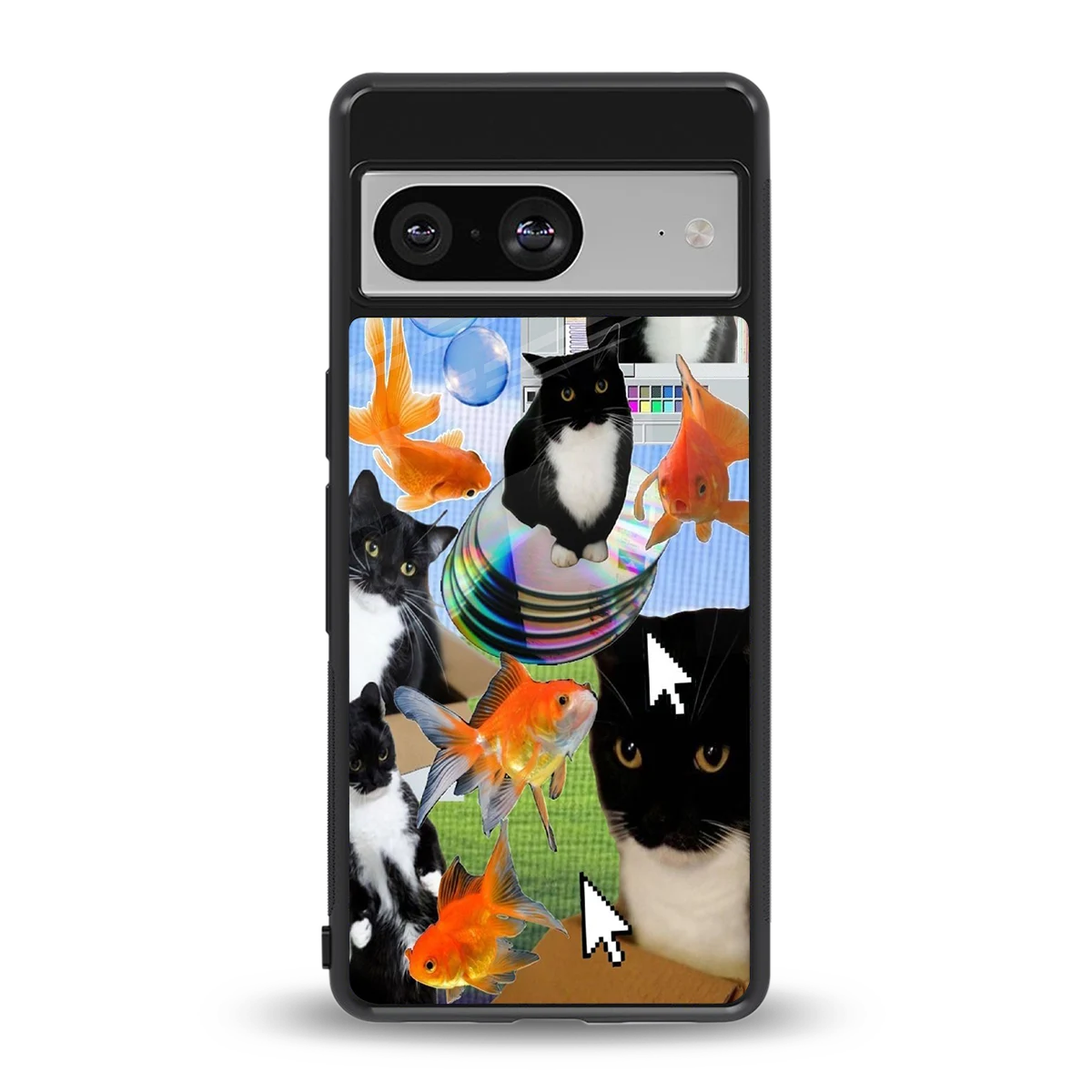 Techno Kitties back phone cover | glass case for google pixel 8
