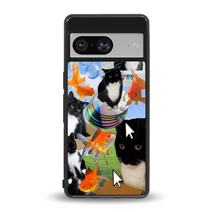 Techno Kitties back phone cover | glass case for google pixel 8