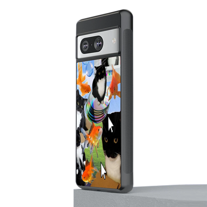 Techno Kitties stylish phone case for google pixel 8 | glossy glass and slim fit