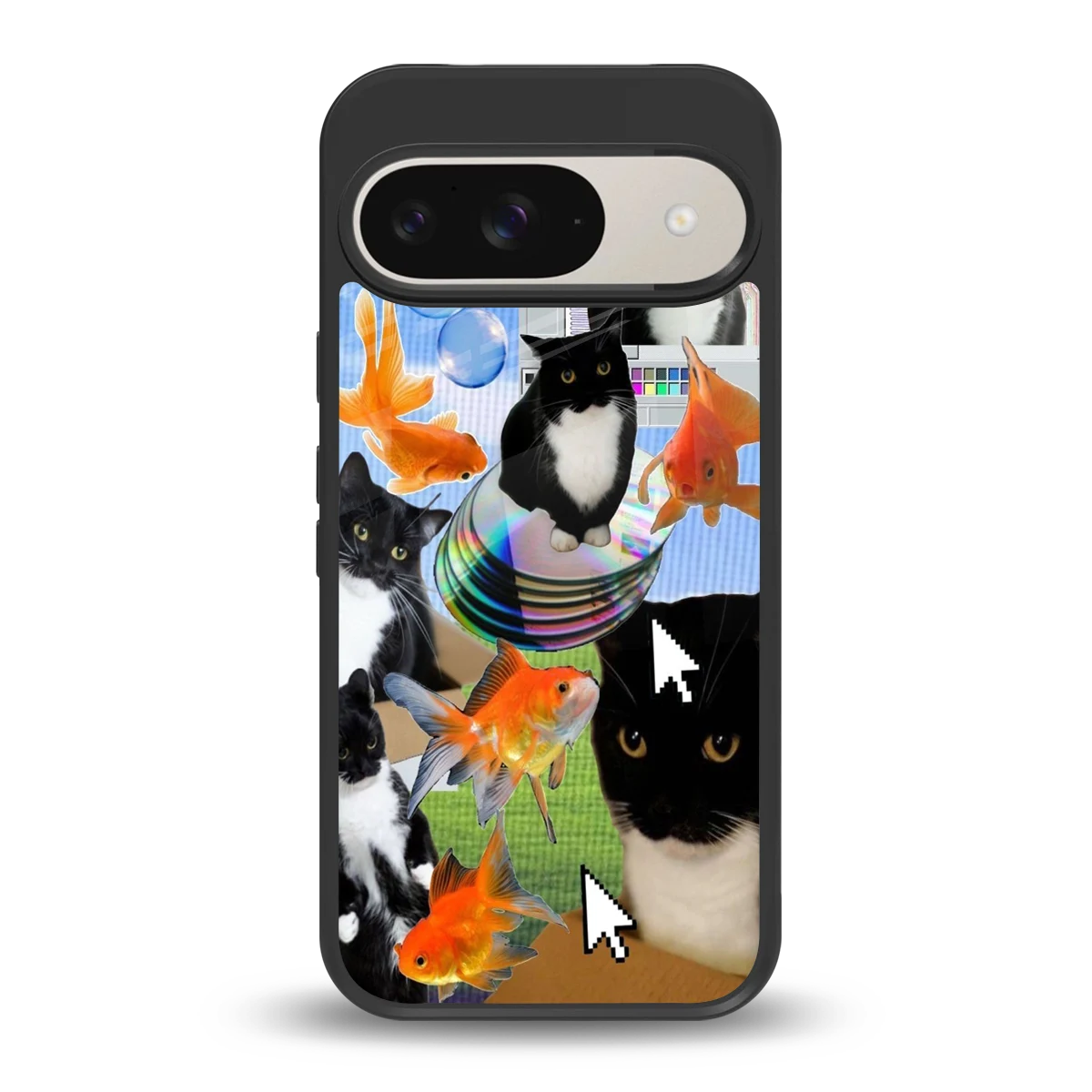 Techno Kitties back phone cover | glass case for google pixel 9