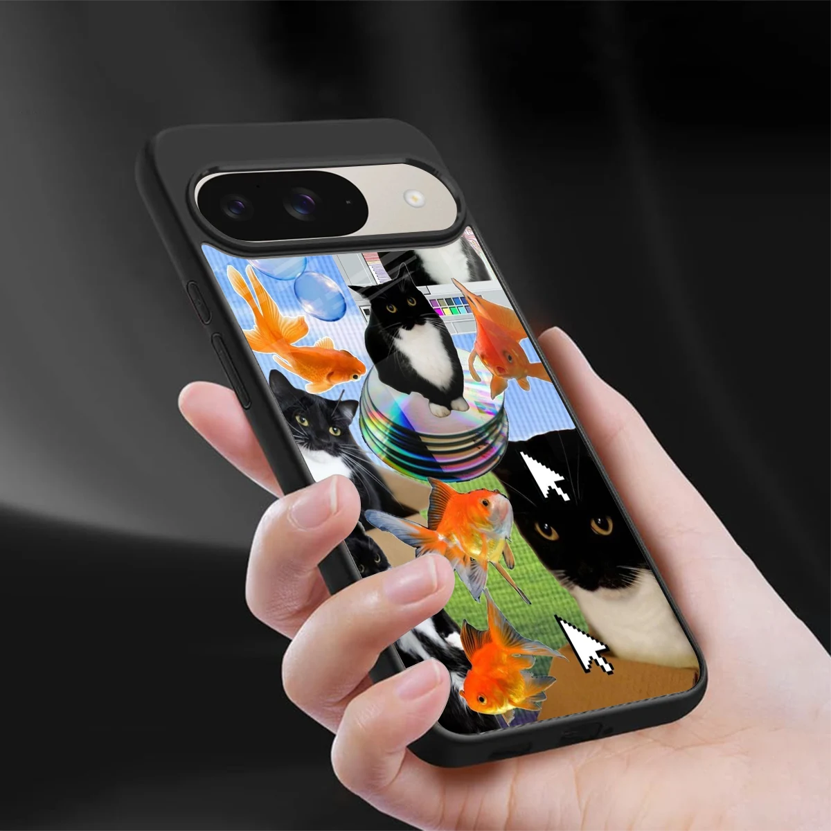 Techno Kitties sleek google pixel 9 cover with tempered glass back and TPU edges