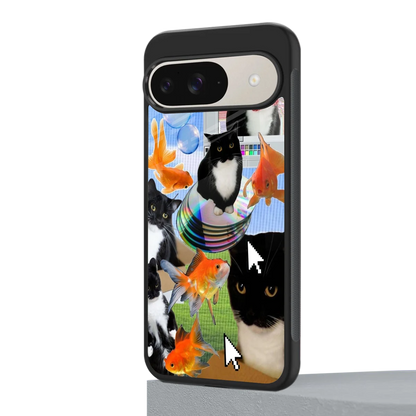 Techno Kitties google pixel 9 mobile cover | shockproof glass phone case