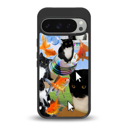 Techno Kitties back phone cover | glass case for google pixel 9 pro