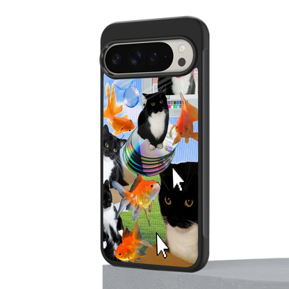 Techno Kitties google pixel 9 pro mobile cover | shockproof glass phone case