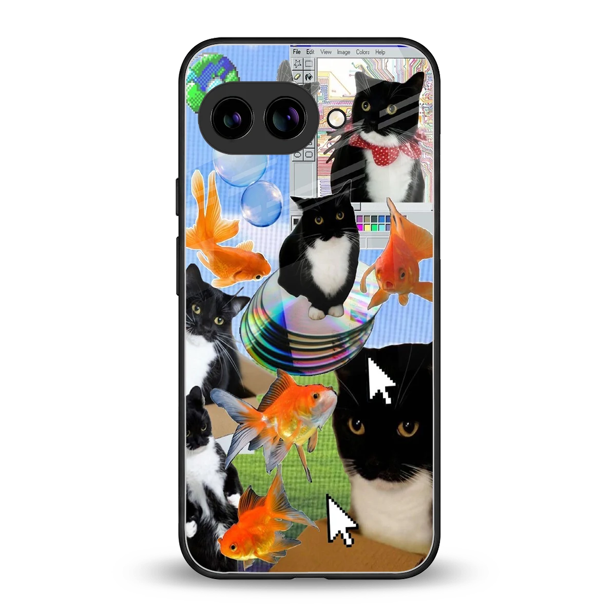 Techno Kitties back phone cover | glass case for google pixel 10a