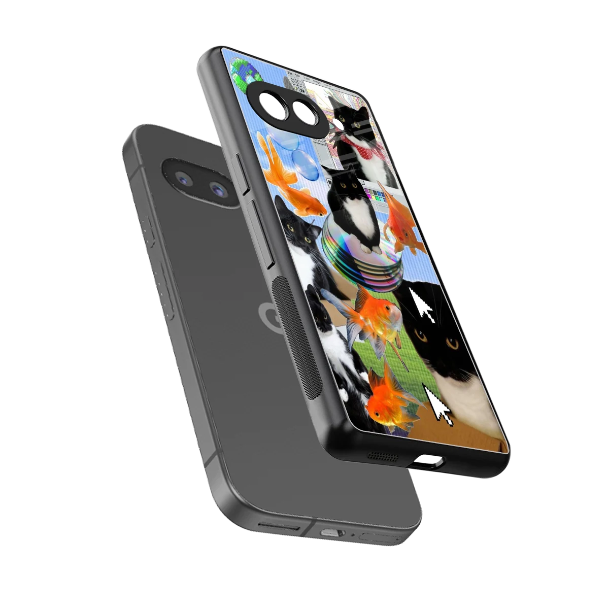 Techno Kitties sleek google pixel 10a cover with tempered glass back and TPU edges