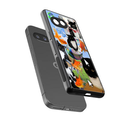 Techno Kitties sleek google pixel 10a cover with tempered glass back and TPU edges