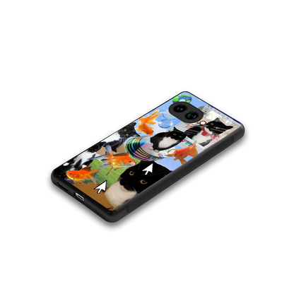 Techno Kitties stylish phone case for google pixel 10a | glossy glass and slim fit