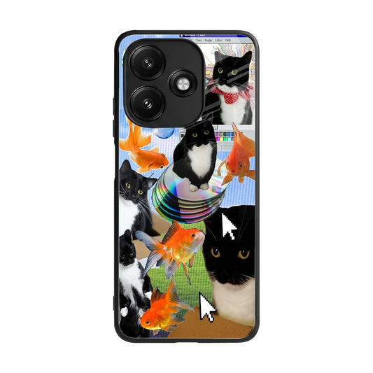 Techno Kitties back phone cover | glass case for redmi 12 5g