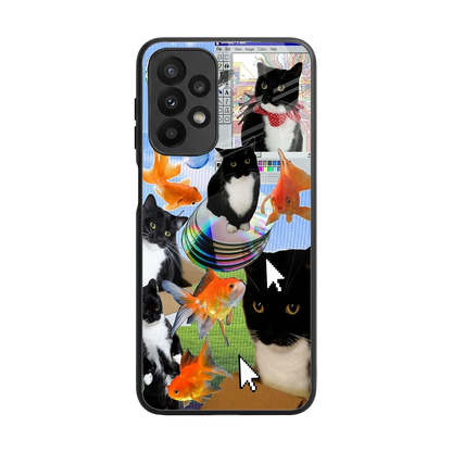 Techno Kitties back phone cover | glass case for samsung galaxy a23