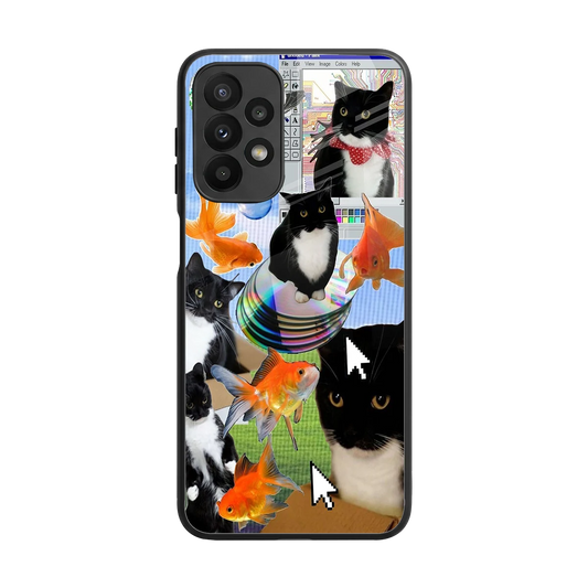 Techno Kitties back phone cover | glass case for samsung galaxy a23
