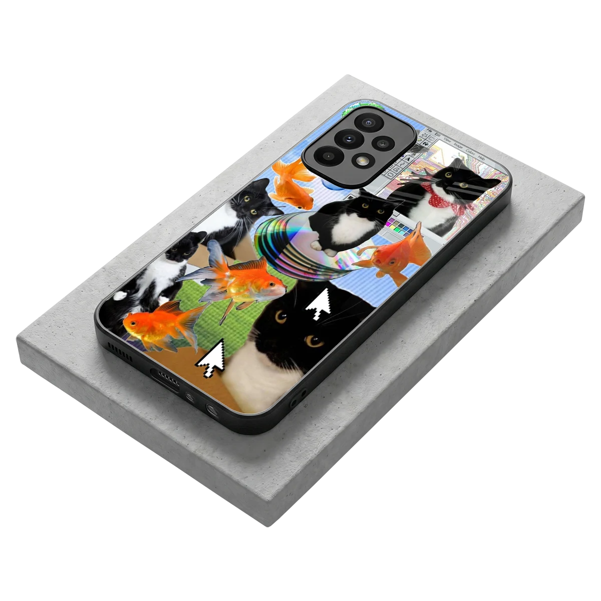 Techno Kitties stylish phone case for samsung galaxy a23 | glossy glass and slim fit