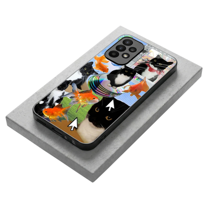 Techno Kitties stylish phone case for samsung galaxy a23 | glossy glass and slim fit